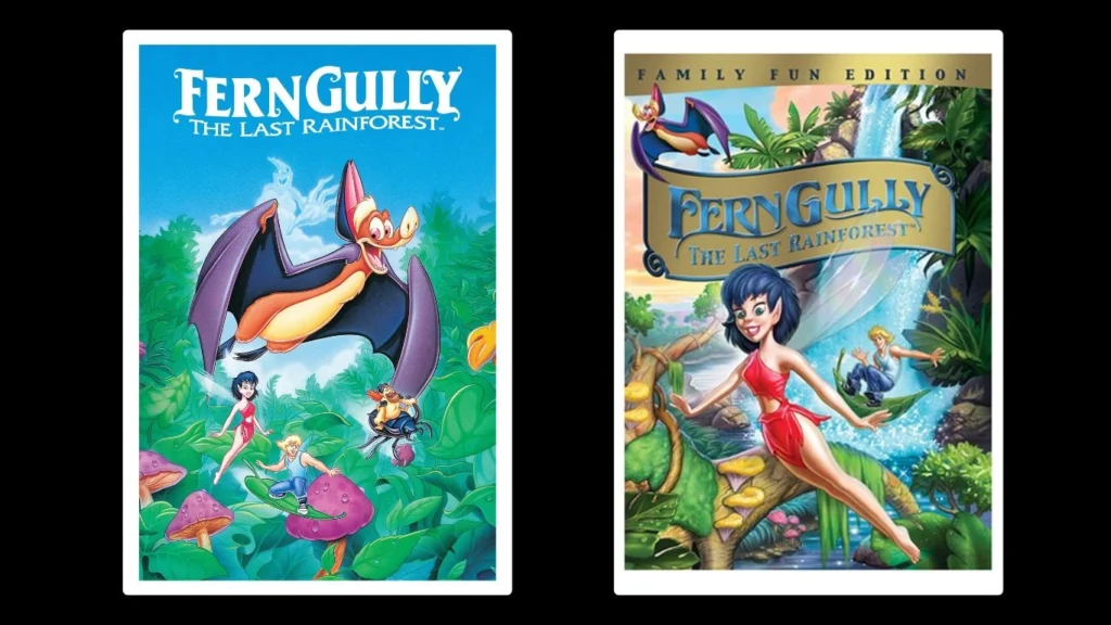 A poster of movie called Ferngully: The Last Rainforest for a blog post on movies related to climate change.