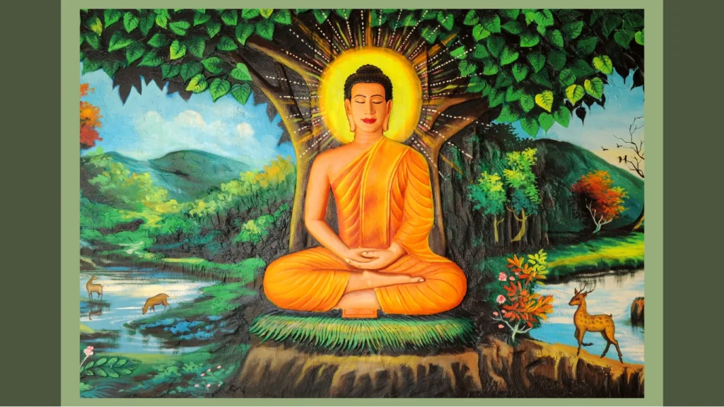 Image of Buddha's Meditation in Nature under Peepal Tree to show activity in nature.