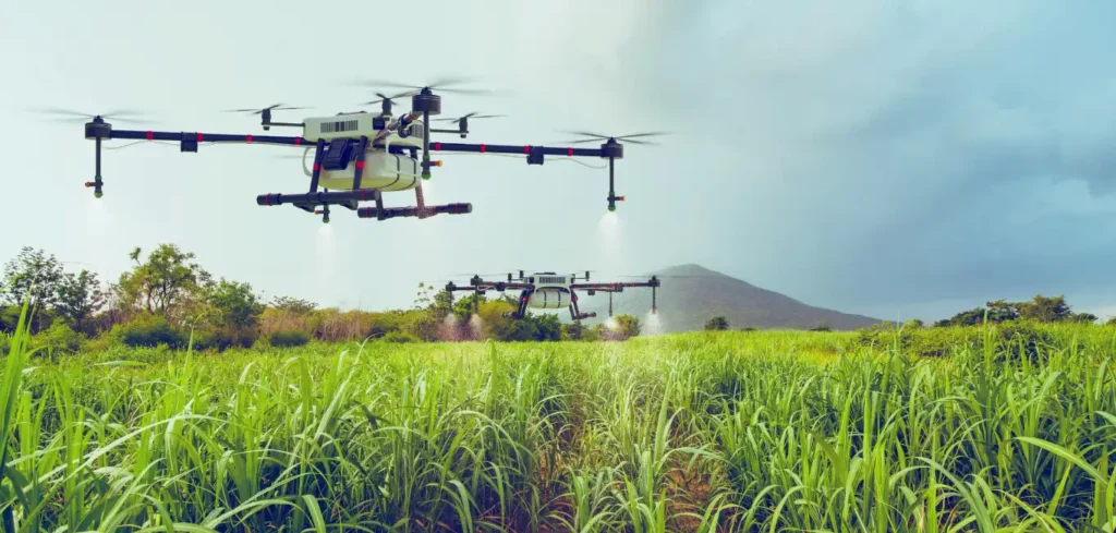 Flying drone for Precision Agriculture as Example of AgriTech.