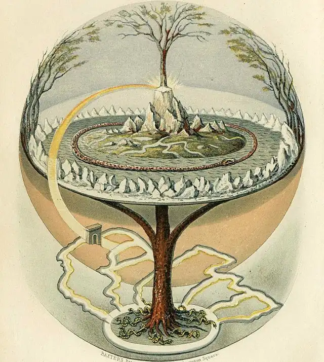 Sacred Tree called Yggdrasil from Norse Mythology as symbol of Life's interconnectedness, networks, interdependence, unity, and balance. 