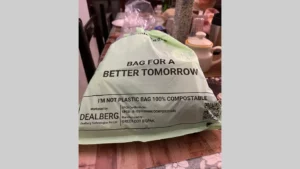 Swiggy's Compostable Bag - different from plastic bags.